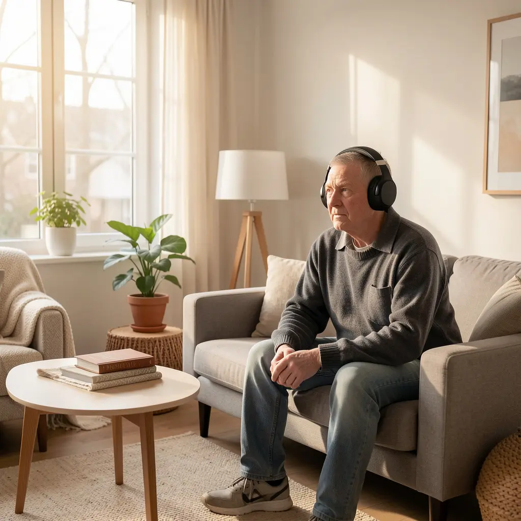 Noise-cancelling headphones helping adult with autism sensory overload