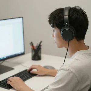 How to Reduce Listening Fatigue When Using Headphones Person wearing headphones comfortably without listening fatigue