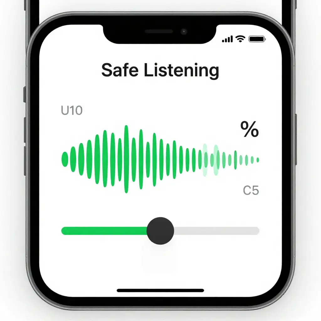 Safe headphone volume level example